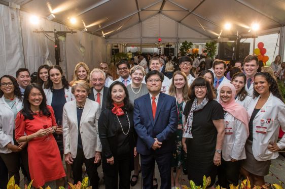 Weill Cornell Medicine leaders, benefactors and students pose during an event on Sept. 16.