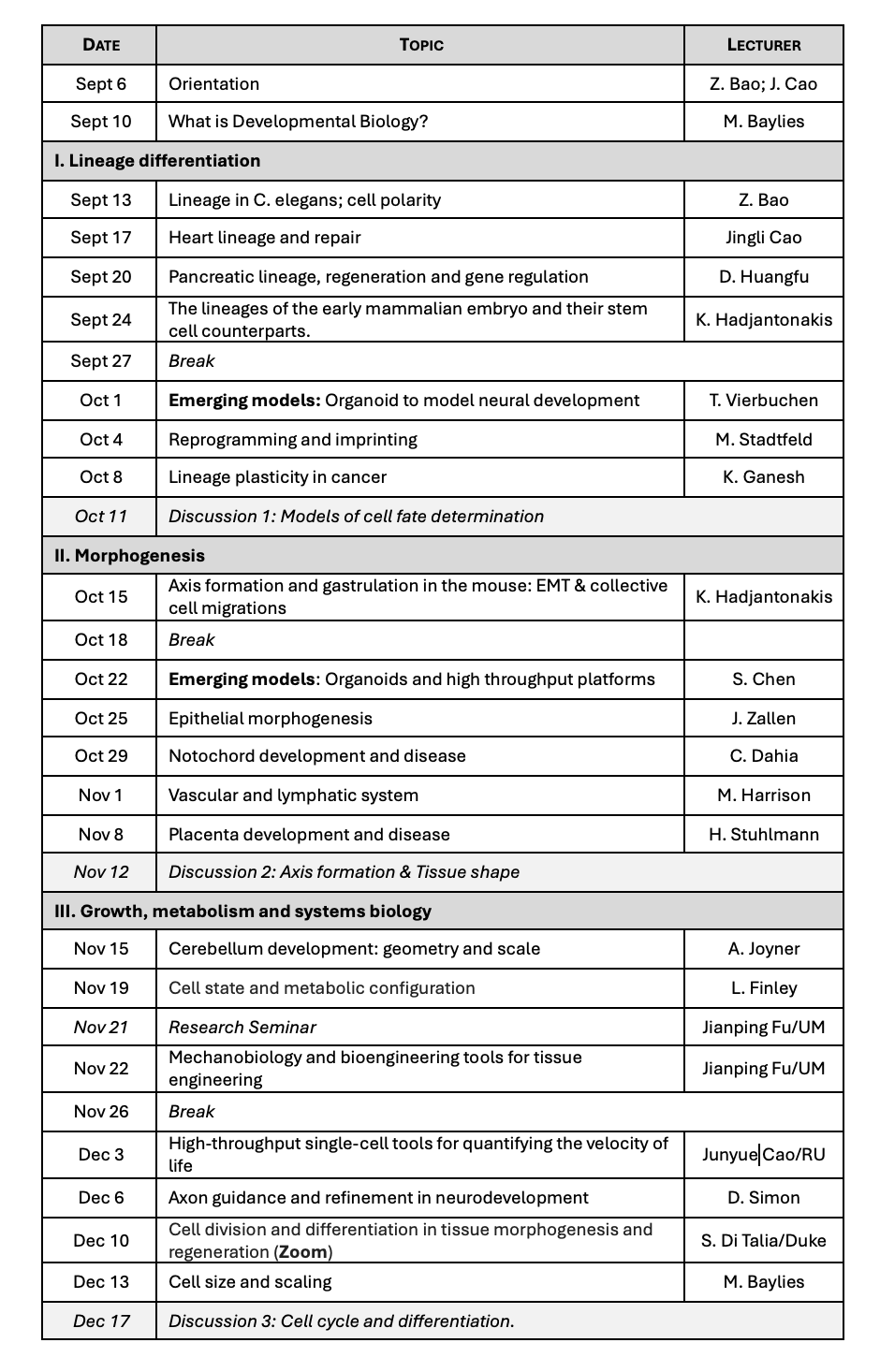 T32 Schedule