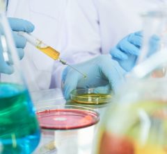 Lab technician creating test sample