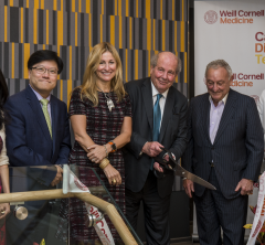  Weill Cornell Medicine leaders gather for a ribbon cutting to officially open the Feil Family Student Center